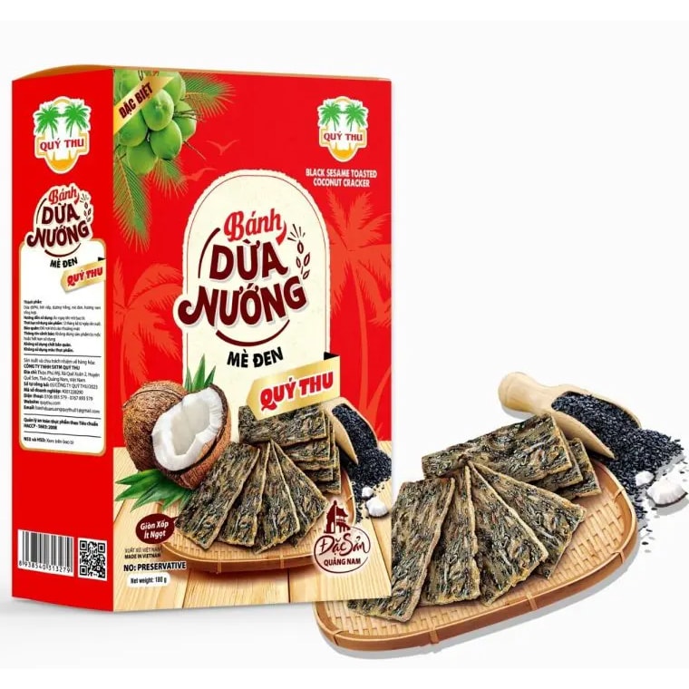 Pastel de coco asado con sésamo negro Quý Thu